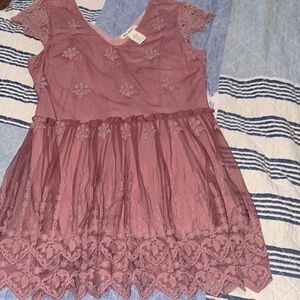 INDIGO  Thread  Lace V neck Tunic